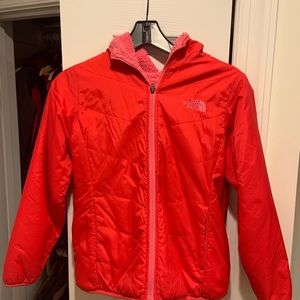 Girls North Face reversible fleece jacket w/hood